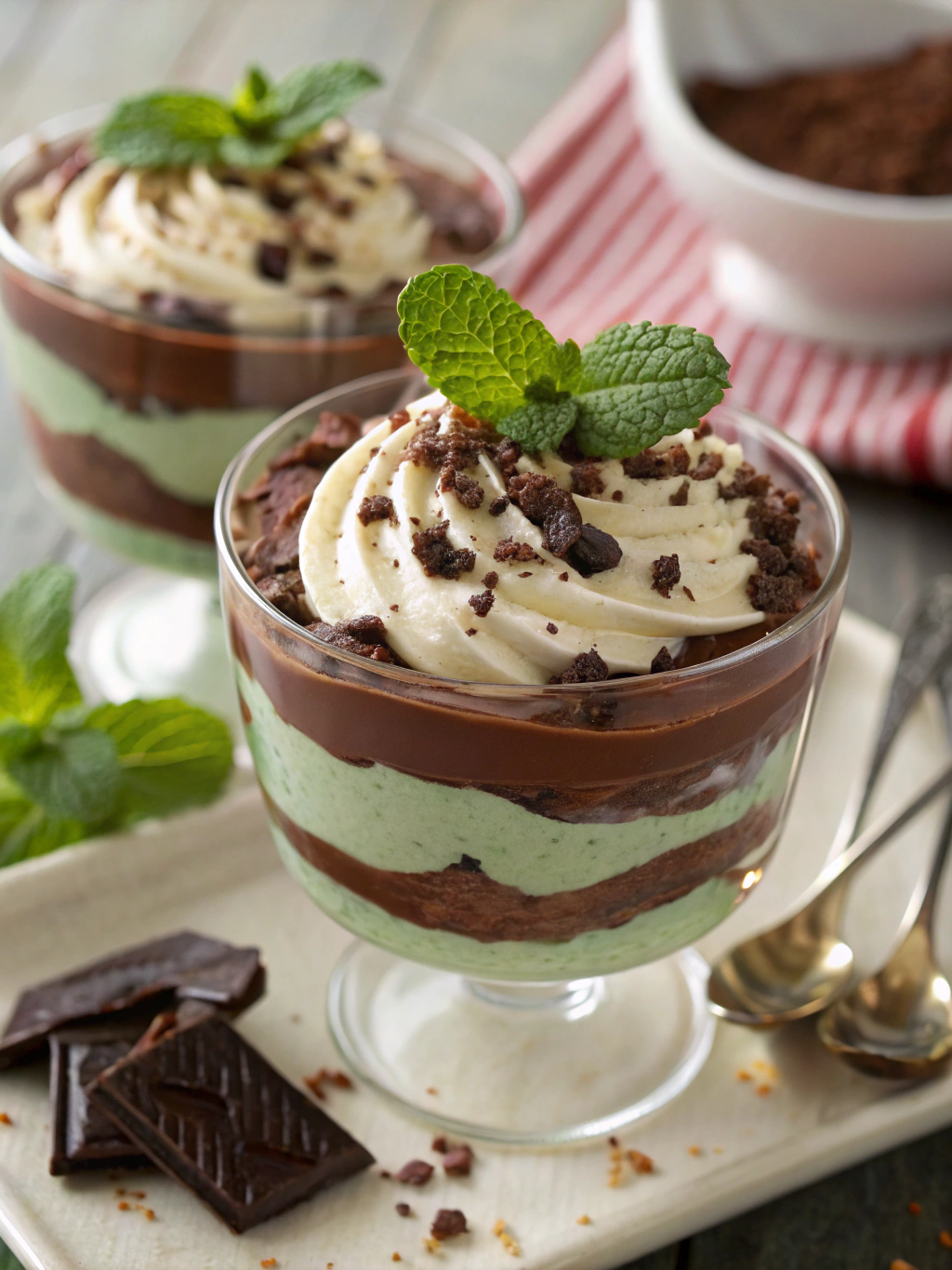 Baileys Chocolate Mint Pudding Parfaits