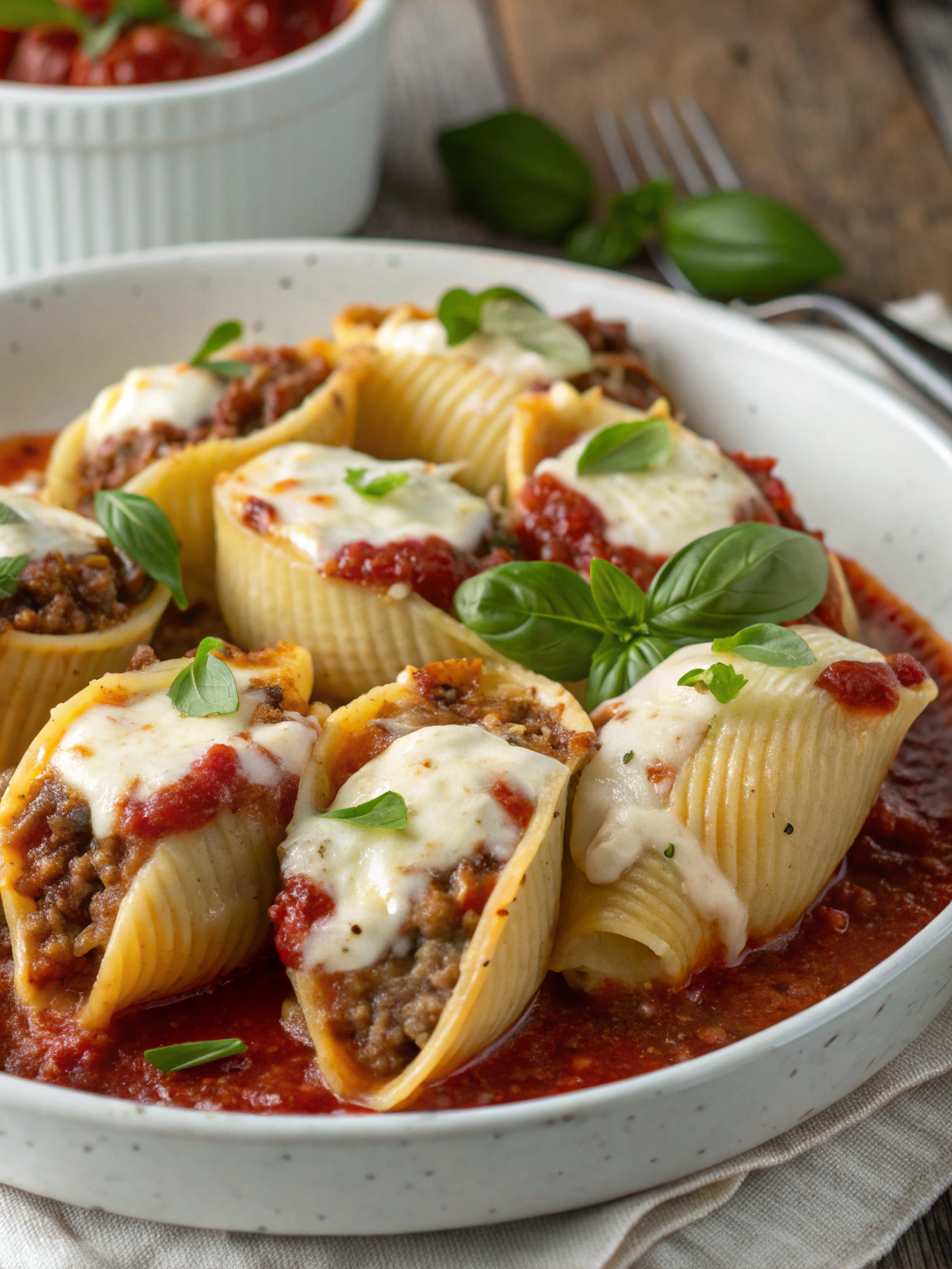 Beef-Stuffed Shells with Creamy Ricotta Filling