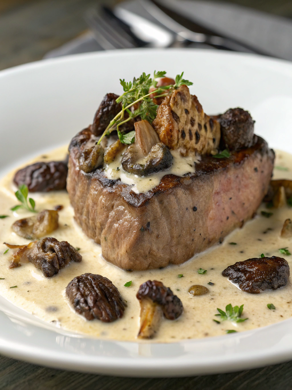 Beef Tenderloin with Morels and Light Cream