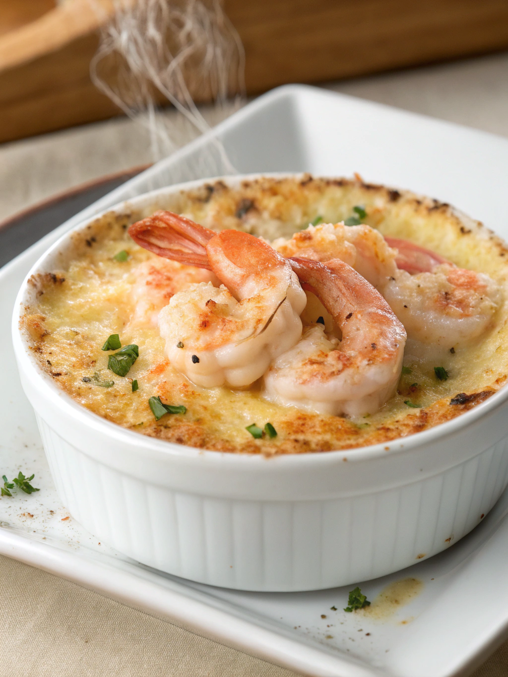 Creamy Shrimp Gratin with a Golden Parmesan Crust