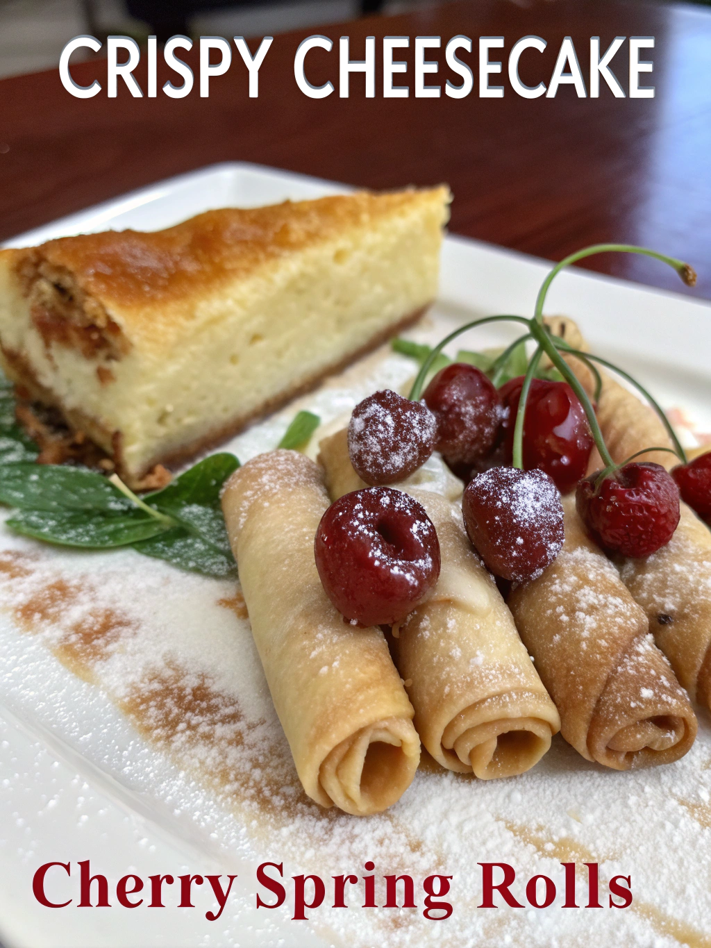Crispy Cheesecake and Cherry Spring Rolls