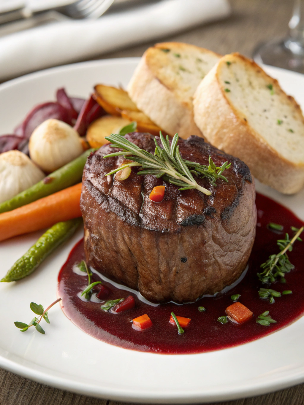 Filet Mignon with Red Wine and Shallots