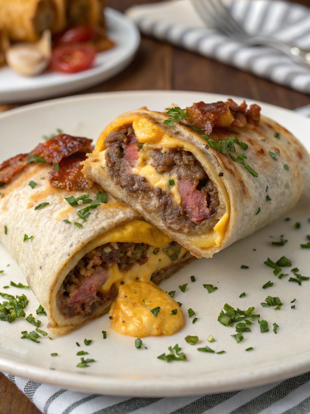 Garlic Butter Bacon Cheeseburger Rollup
