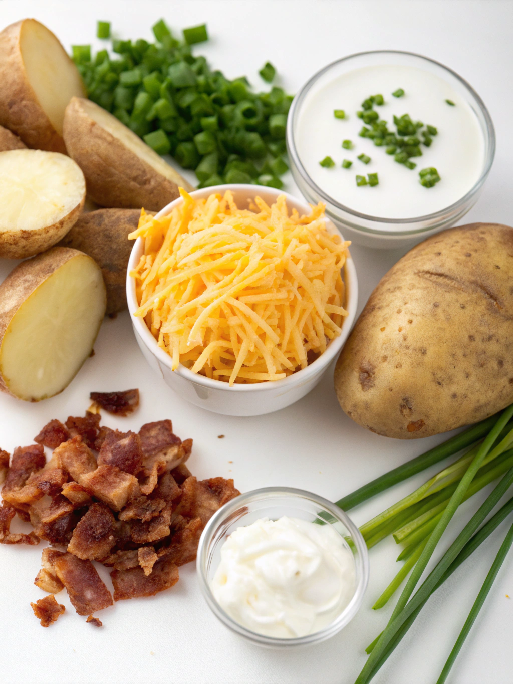 Ingredients for Loaded Bacon and Cheddar Potato Skins