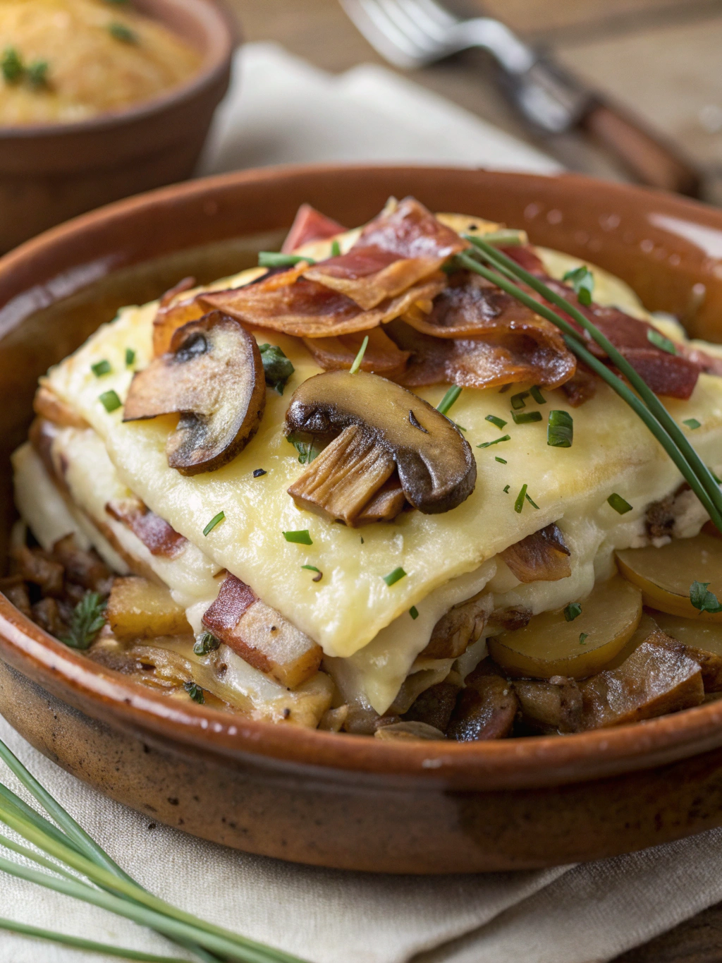 Porcini, Mushroom, and Crème Fraîche Tartiflette