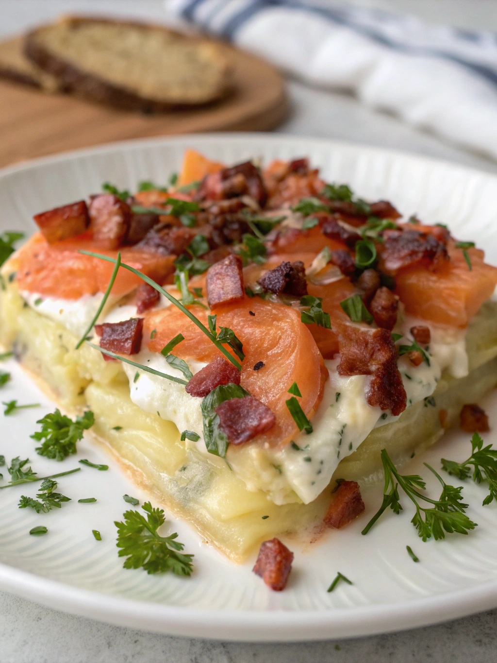 Revisited Tartiflette with Smoked Salmon and Fresh Herbs