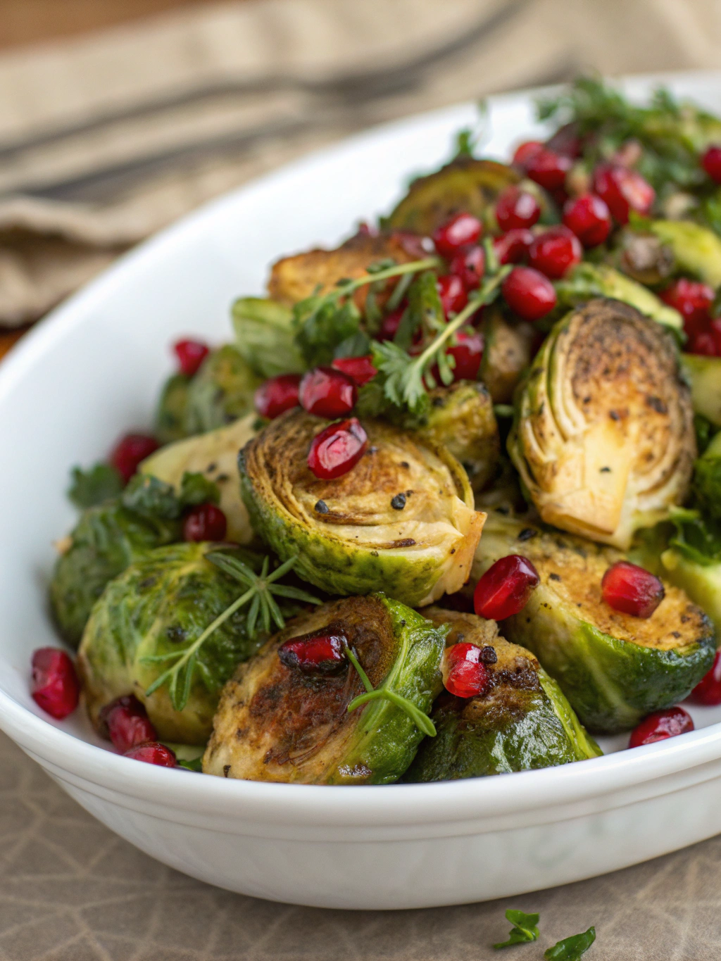 Roasted Brussels Sprouts with Pomegranate Seeds