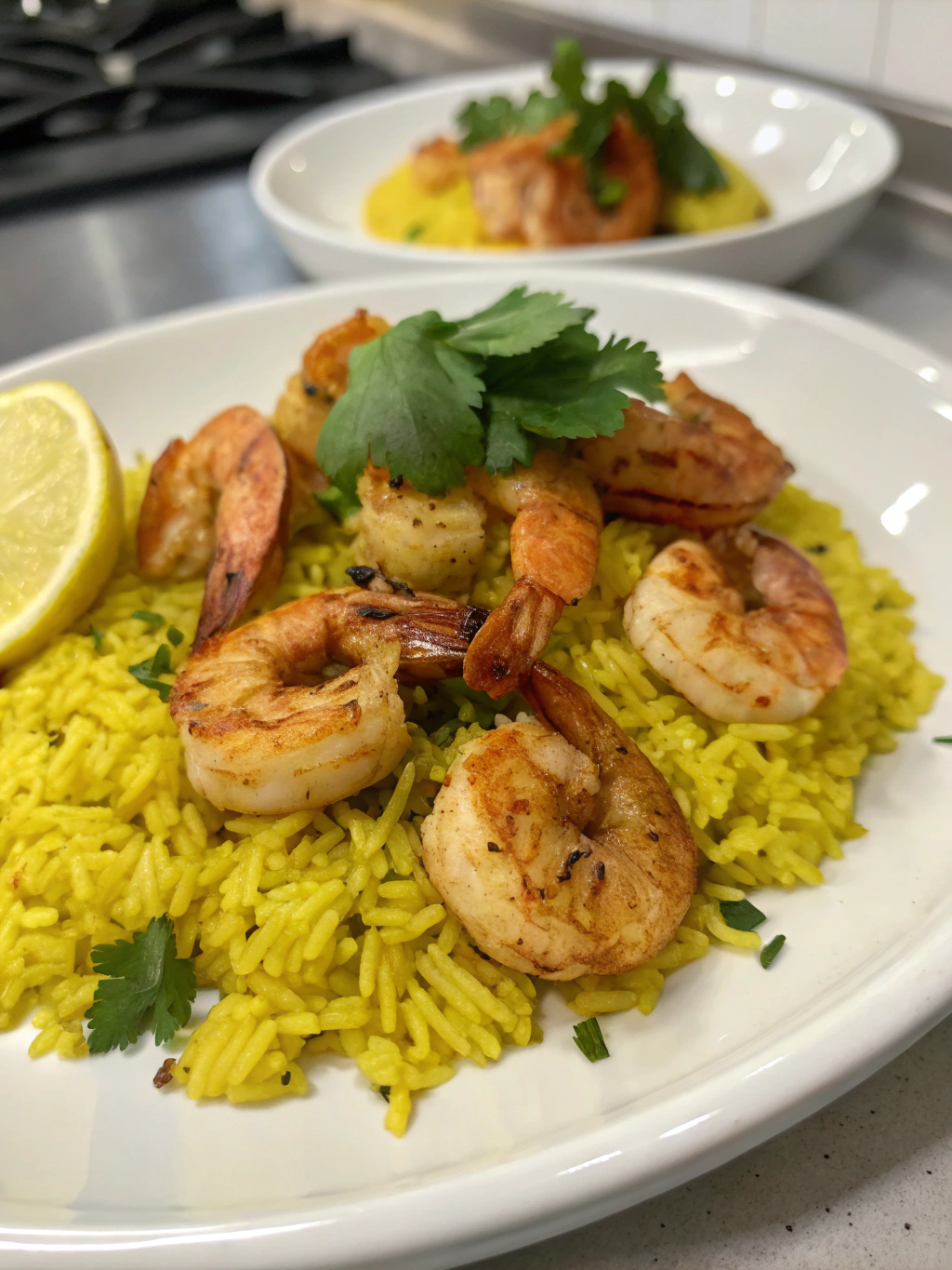 Yellow Rice with Sautéed Shrimp