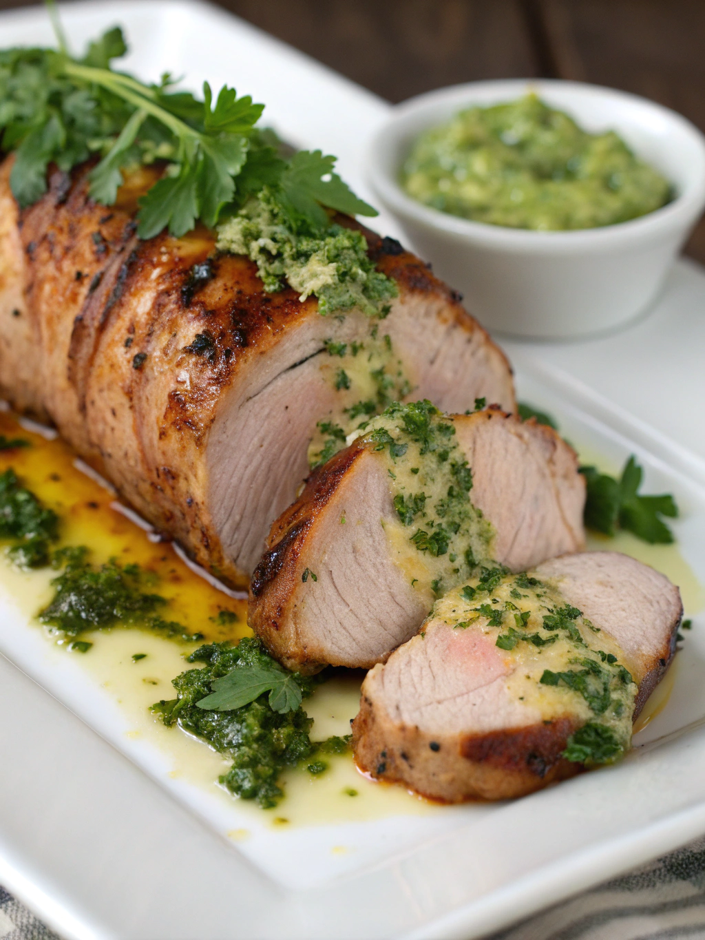 Grilled Pork Tenderloin with Parsley Butter