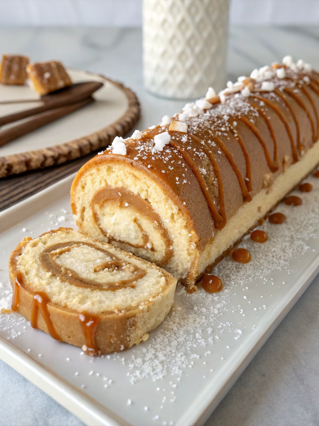 Salted Caramel Cream Cake Roll