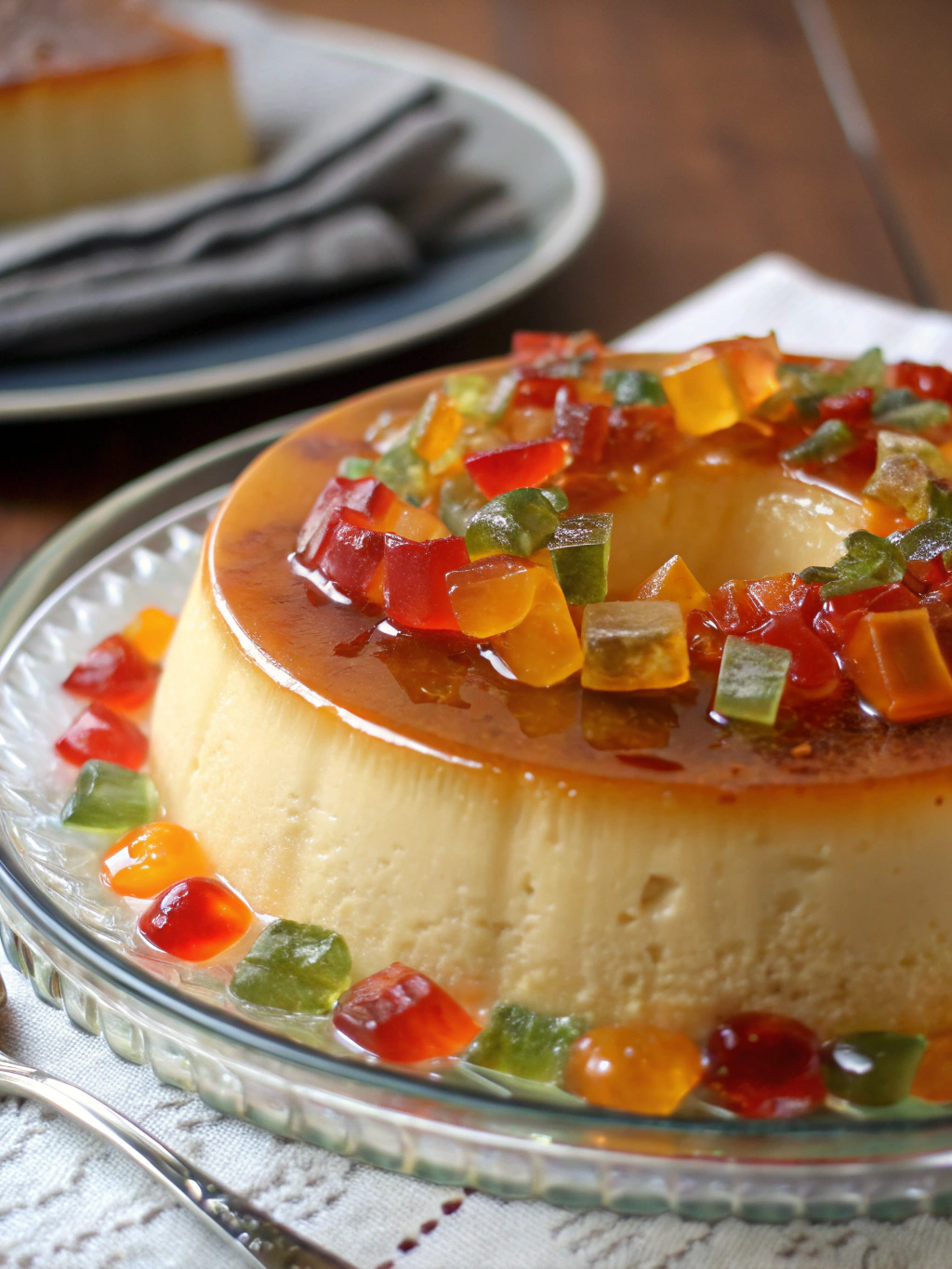 Two-Tone Flan with Jelly Pieces