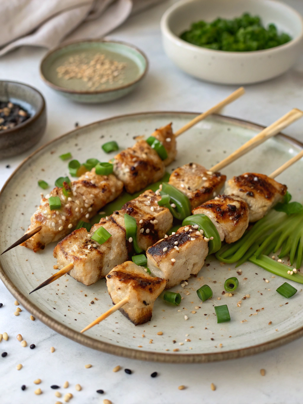 Japanese Chicken Skewers With Scallion recipe