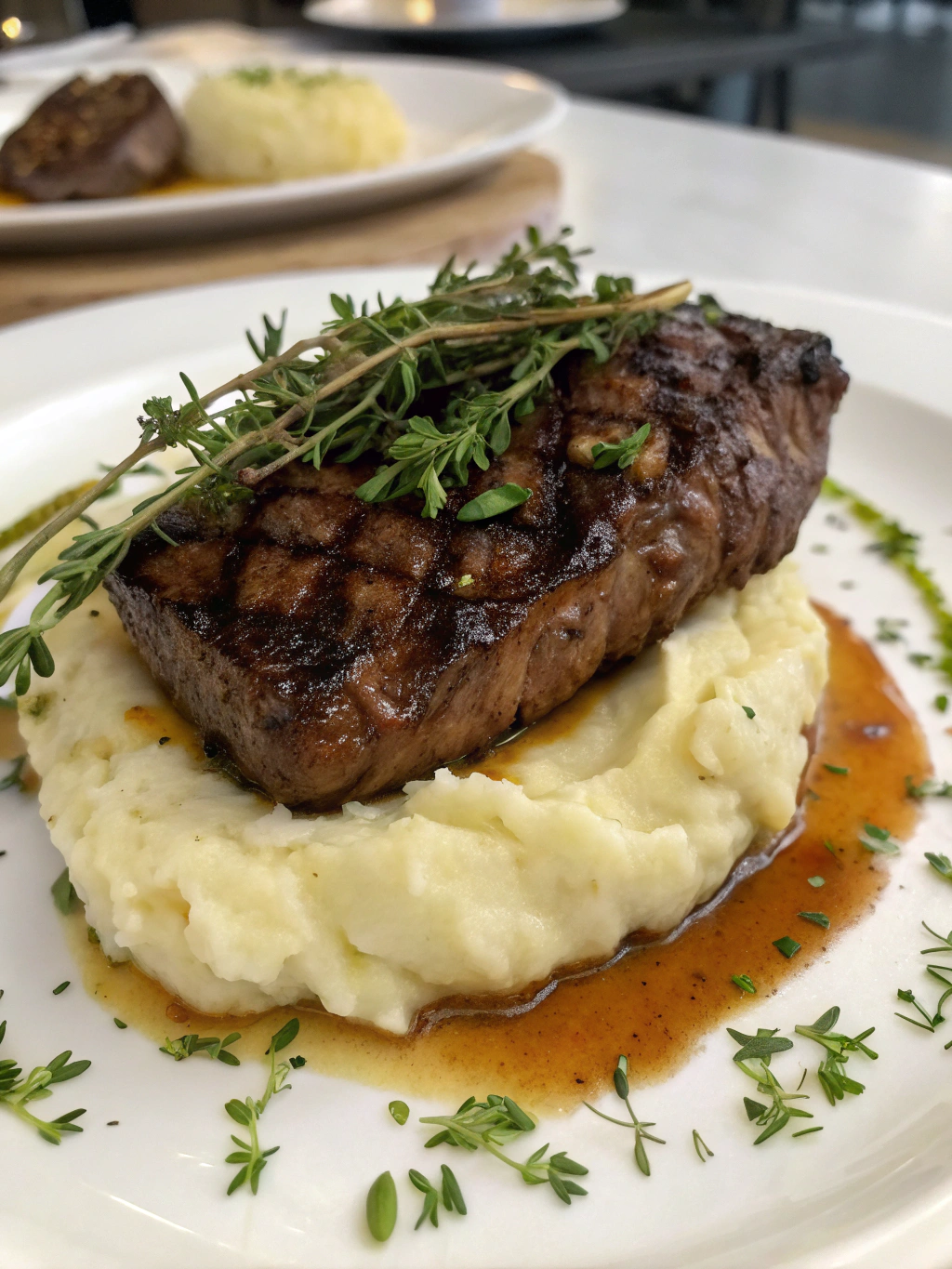 Seared Herb Steak with Creamy Mashed Potatoes